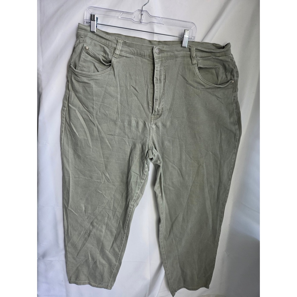 Cherokee Jeans Woman Green Olive Sage Stretch High Rise Straight